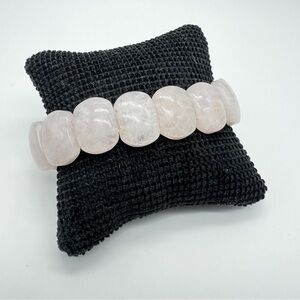 Rose Quartz Pink Stone Beaded Stretch Bracelet, 19 cm
